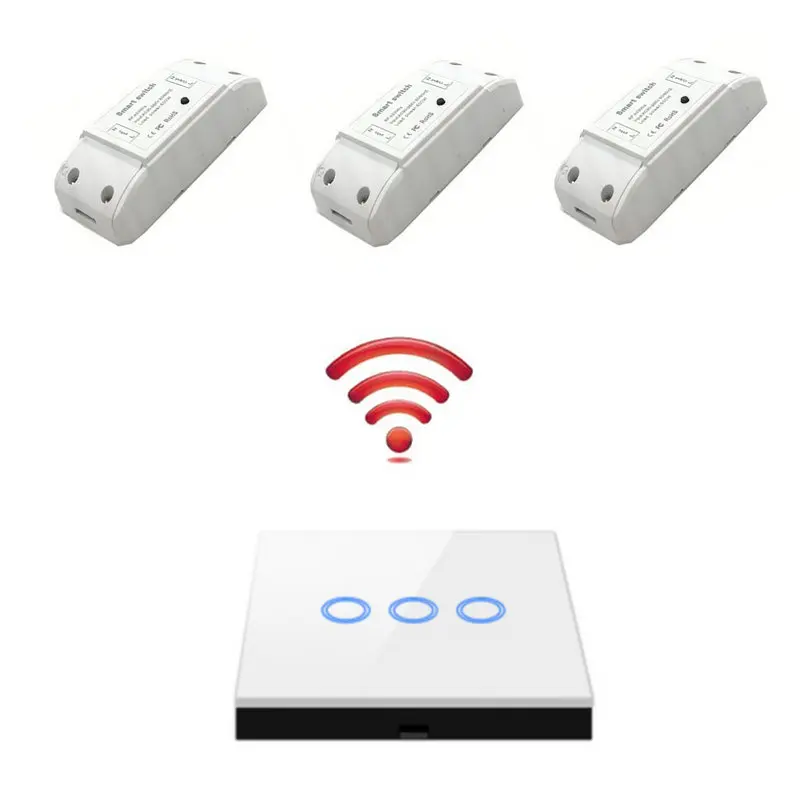 Wireless Smart Switch Glass Panel rf 433mhz Transmitter and Receiver 1/2/3/gang AC90-240v Remote Control Light Switch for Led
Wireless Smart Switch Glass Panel rf 433mhz Transmitter and Receiver 1/2/3/gang AC90-240v Remote Control Light Switch for Led