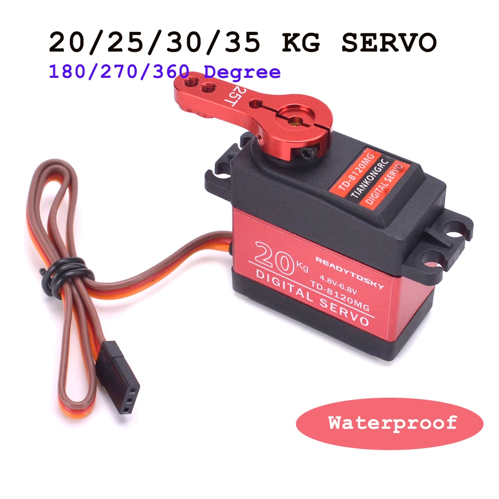 20/25/30KG 25T Coreless Waterproof Metal Gear Digital Servo For RC Models 180/270 Degree Aluminium Meta Car Crawl | Игрушки и хобби