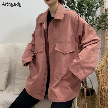 Basic Jackets Women Fashion Retro Ulzzang Loose All-match Spring Thin Zipper Cargo Female Jackets Casual Chic Pocket Street Tops 
Basic Jackets Women Fashion Retro Ulzzang Loose All-match Spring Thin Zipper Cargo Female Jackets Casual Chic Pocket Street Tops