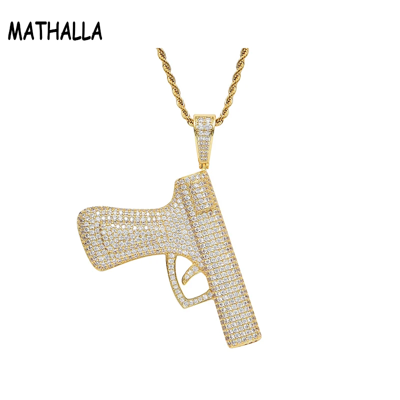 MATHALLA Bling Bling Pave CZ Pistol Necklace Iced Out AAA Cubic Zirconia Gun Pendant Gold Brass Gun Charm Hiphop Jewelry for Boy
MATHALLA Bling Bling Pave CZ Pistol Necklace Iced Out AAA Cubic Zirconia Gun Pendant Gold Brass Gun Charm Hiphop Jewelry for Boy