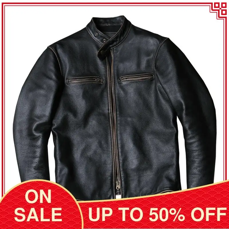2020 Vintage Black Biker's Style Genuine Leather Jacket Men Plus Size 4XL Real Natural Cowhide Autumn Slim Fit Motorcycle Coat
2020 Vintage Black Biker's Style Genuine Leather Jacket Men Plus Size 4XL Real Natural Cowhide Autumn Slim Fit Motorcycle Coat