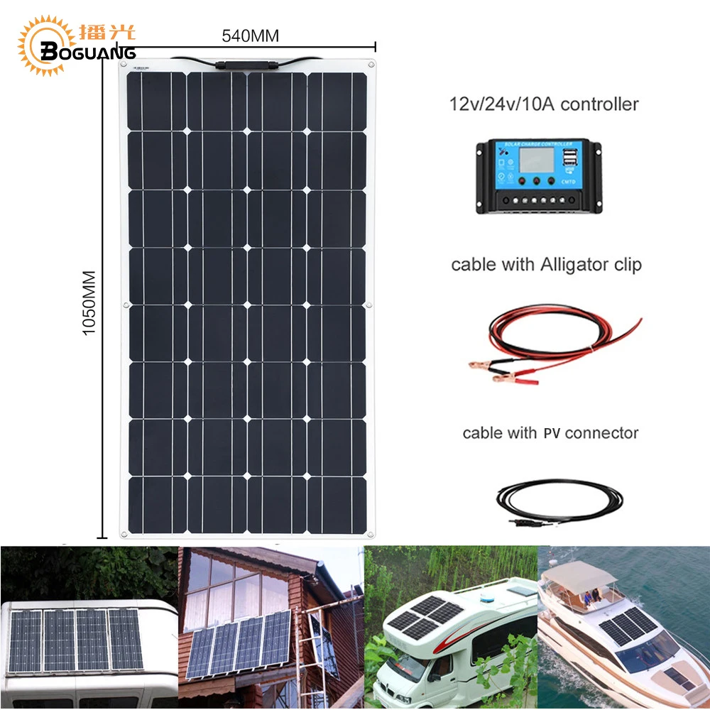 100W Monocrystalline Semi-flexible Cells Solar Panel Solar Module System Kit + 12v 10A PWM controller Battery Charger Water
100W Monocrystalline Semi-flexible Cells Solar Panel Solar Module System Kit + 12v 10A PWM controller Battery Charger Water