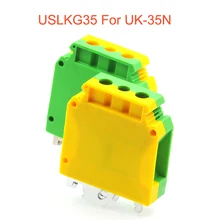 

1Pcs Ground Terminal Blocks USLKG35 DIN Rail Screw Morsettiera UK35B/N Yellow Green Earthing Bornier Connector 35mm² 2AWG