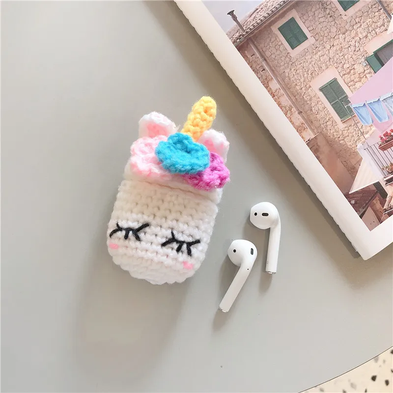 Knitted plush unicorn wireless bluetooth earphone protective case suitable for Airpods 1 2 earphone accessories
Knitted plush unicorn wireless bluetooth earphone protective case suitable for Airpods 1 2 earphone accessories