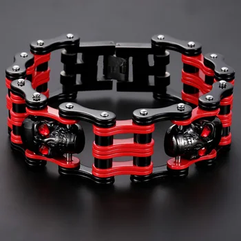 Cool 25MM Wide Red Stainless Steel Men's Skull Bracelet Huge Motorcycle Bicycle Chain Men Bracelets Jewelry Gifts For Him
Cool 25MM Wide Red Stainless Steel Men's Skull Bracelet Huge Motorcycle Bicycle Chain Men Bracelets Jewelry Gifts For Him