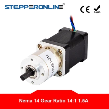 Nema 14 Stepper Motor 14:1 Planetary Gearbox Bipolar L=52mm Nema 14 Geared Stepper Motor 1.5A for CNC 3D Printer 
Nema 14 Stepper Motor 14:1 Planetary Gearbox Bipolar L=52mm Nema 14 Geared Stepper Motor 1.5A for CNC 3D Printer