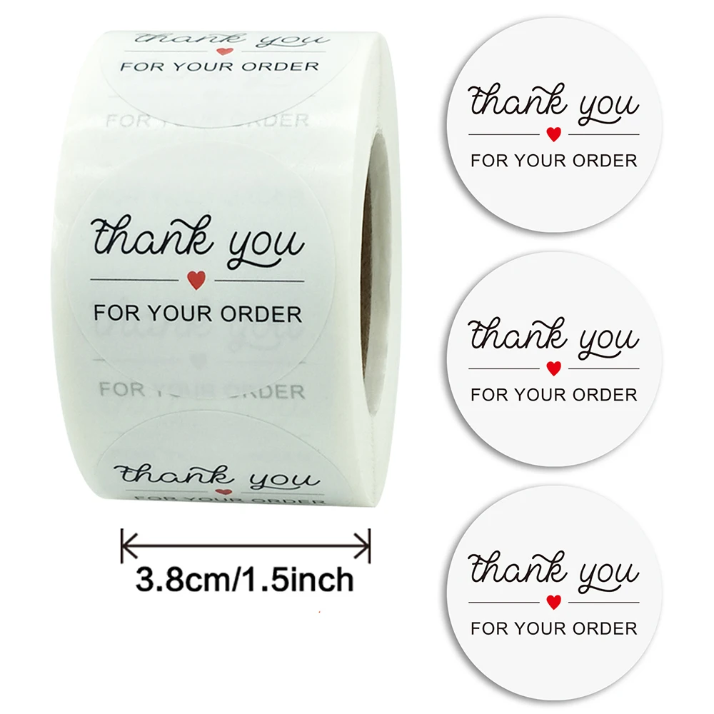 500Pcs/roll 3.8CM Thank You for Your Order Round Sticker for Shop Gift Packaging Sealing Label Decoration Paper Stickers
500Pcs/roll 3.8CM Thank You for Your Order Round Sticker for Shop Gift Packaging Sealing Label Decoration Paper Stickers
