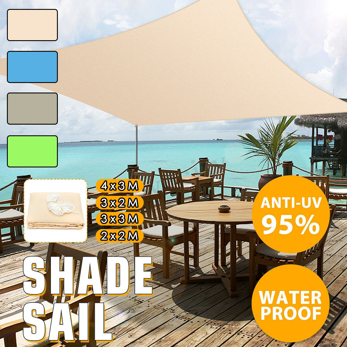 2-4m Triangle / rectangle SunShade Sail Patio Waterproof Outdoor Canopy Awning UV Block Top Cover Camping Garden Patio Pool 300D
2-4m Triangle / rectangle SunShade Sail Patio Waterproof Outdoor Canopy Awning UV Block Top Cover Camping Garden Patio Pool 300D