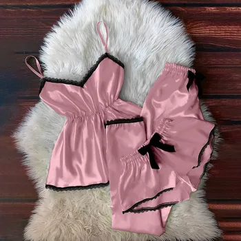 Lingerie Pijamas Set 2021 Women V-Neck Eyelash Lace Sexy Stain Camisole Pajamas Bowknot Shorts Set Pijama Mujer пижама женская
Lingerie Pijamas Set 2021 Women V-Neck Eyelash Lace Sexy Stain Camisole Pajamas Bowknot Shorts Set Pijama Mujer пижама женская