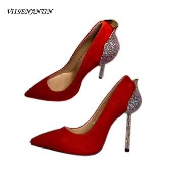 Fashion Crystal Flock Heels for Women with Matching Color Party Shoes Pointed Toe Slip-On Thin Heels Female Elegant High Heels
Fashion Crystal Flock Heels for Women with Matching Color Party Shoes Pointed Toe Slip-On Thin Heels Female Elegant High Heels