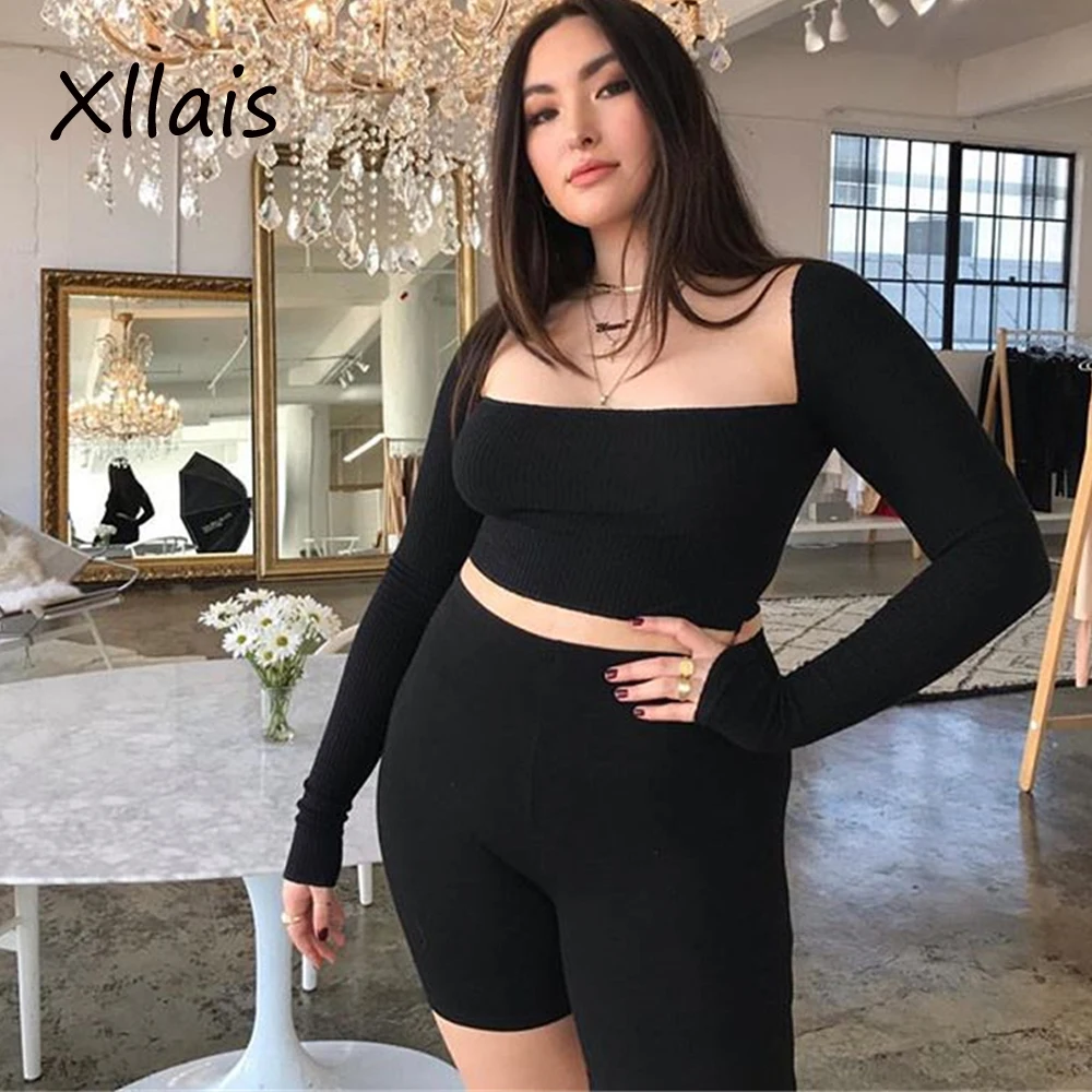 XLLAIS Ribbed Material Snug Tops Women Summer Solid Black Tshirts Long Sleeve Sweatshirt Streetwear Square collar Short Tees
XLLAIS Ribbed Material Snug Tops Women Summer Solid Black Tshirts Long Sleeve Sweatshirt Streetwear Square collar Short Tees