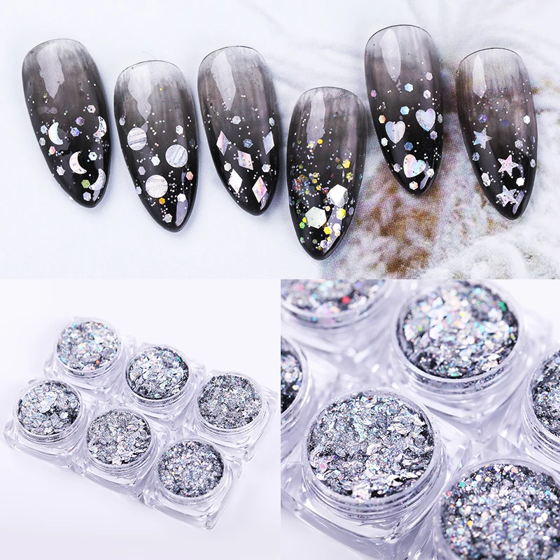 6 Boxes Holographic Nail Glitter Set Flakes Sparkly 3D Hexagon Laser silver Colorful Sequins Spangles Polish Gel Nails Art Decor
6 Boxes Holographic Nail Glitter Set Flakes Sparkly 3D Hexagon Laser silver Colorful Sequins Spangles Polish Gel Nails Art Decor