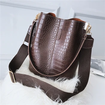 Burminsa Vintage Soft Crocodile Pattern Bucket Shoulder Bags For Women Wide Strap High Quality PU Leather Ladies Messenger Bags
Burminsa Vintage Soft Crocodile Pattern Bucket Shoulder Bags For Women Wide Strap High Quality PU Leather Ladies Messenger Bags