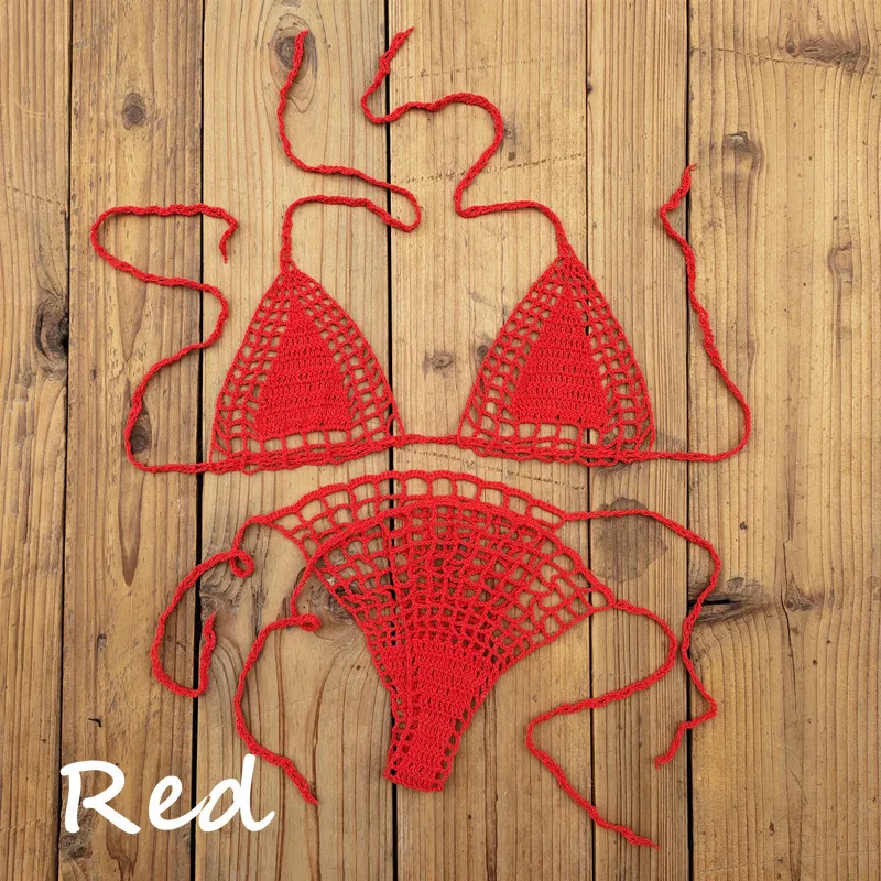 Handmade Crochet Bikini Set - Sexy Micro-Swimsuit  Beach Sundress