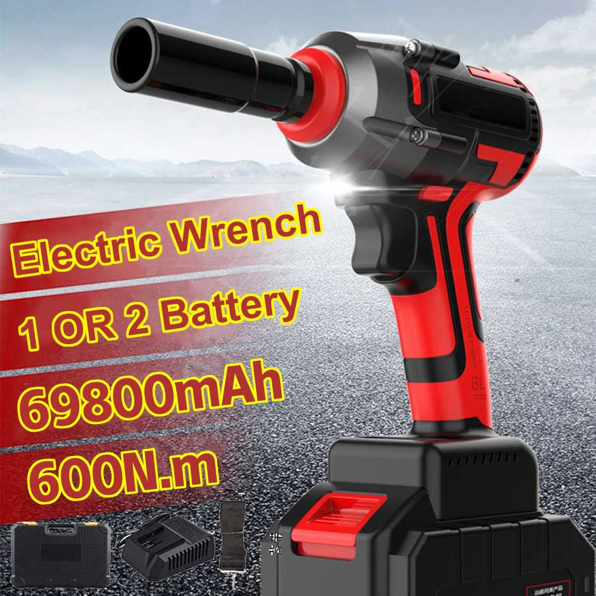 Electric Wrench Impact Brushless Socket Wrench 69800mAh Li Battery 600N.m Torque Impact Wrench 220v Brushless Car Electric Tools 
Electric Wrench Impact Brushless Socket Wrench 69800mAh Li Battery 600N.m Torque Impact Wrench 220v Brushless Car Electric Tools