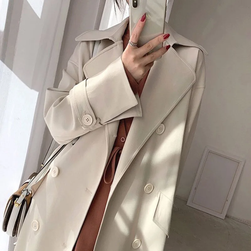 Spring Plus size Mid-length Women's Solid Double breasted Windbreaker With belt Autumn Camperas de mujer Casual Trench Outerwear
Spring Plus size Mid-length Women's Solid Double breasted Windbreaker With belt Autumn Camperas de mujer Casual Trench Outerwear