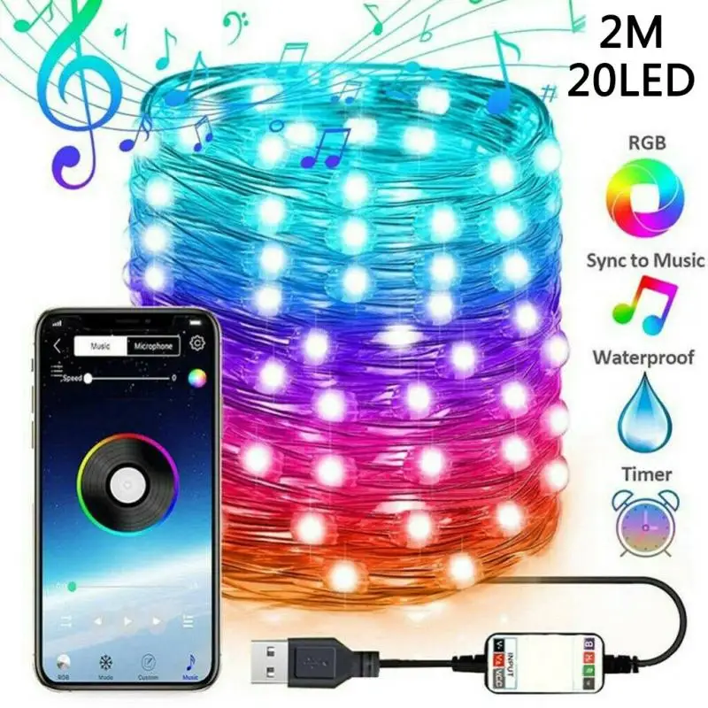 USB LED String Light Bluetooth App Control Copper Wire String Lamp Waterproof Outdoor Fairy Lights For Christmas Tree Decoration
USB LED String Light Bluetooth App Control Copper Wire String Lamp Waterproof Outdoor Fairy Lights For Christmas Tree Decoration