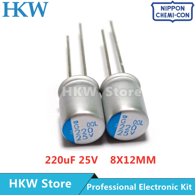 

10pcs 220UF 25V NCC 8x12mm Super Low ESR 25V220uF For Motherboard VGA Solid Capacitor NIPPON CHEMI CON 220UF25V 8*12MM