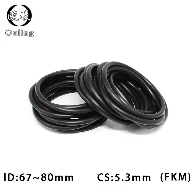 

1PC Fluorine rubber Ring Black FKM O-ring Seal CS5.3mm ID67/71/72/73/75/76/77.5/80mm O Ring Seal Gasket Oil Ring Sealing Washer