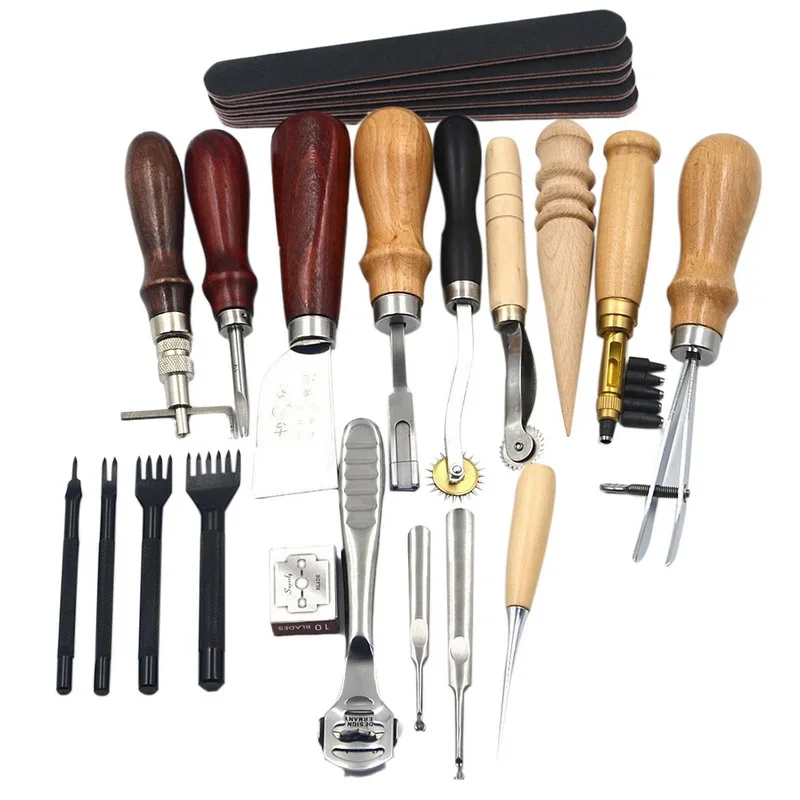 18PCs Leather Carft Punch Tools Kit Stitching Carving Working Sewing Saddle Groover Leather Craft DIY Tool Sewing Cutting Tools
18PCs Leather Carft Punch Tools Kit Stitching Carving Working Sewing Saddle Groover Leather Craft DIY Tool Sewing Cutting Tools