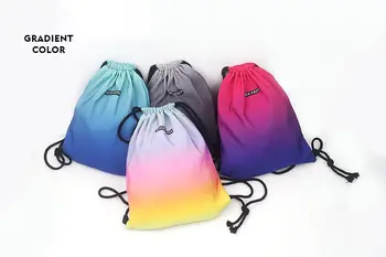 Gradient color string bag, its fabric is waterproof and soft feel, with a inside zipper pocket
Gradient color string bag, its fabric is waterproof and soft feel, with a inside zipper pocket