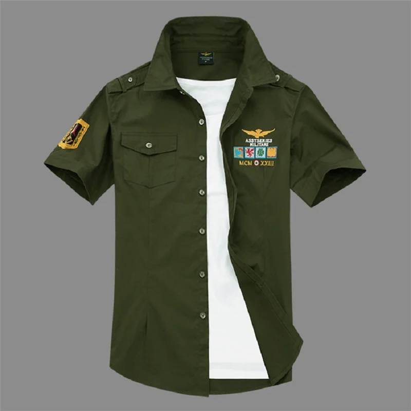 2019 Summer Men's Casual Shirt Military Pure Color Pocket Short Sleeve Embroidery Tops Cotton Comforble Camisa Masculina,18006
2019 Summer Men's Casual Shirt Military Pure Color Pocket Short Sleeve Embroidery Tops Cotton Comforble Camisa Masculina,18006