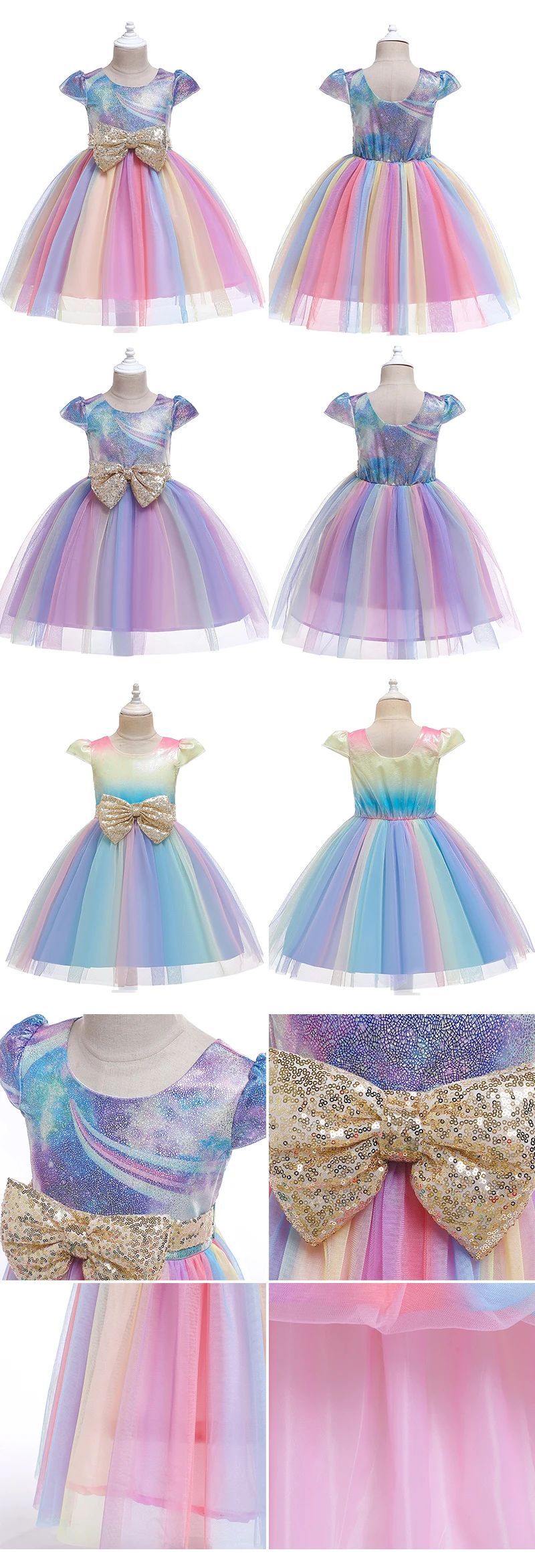 Girl Unicorn Princess Dress Children Birthday Party Gown Sofia Dresses For Girls Summer Clothing Kid Tulle Costume Set Girl Unicorn Princess Dress Children Birthday Party Gown Sofia Dresses For Girls Summer Clothing Kid Tulle Costume Set