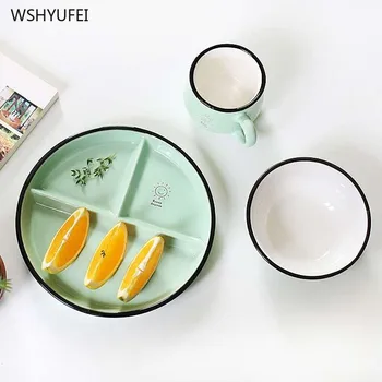 8 inch fruit snack ceramic divider nut sushi seasoning split tray set afternoon tea milk cup bowl fork spoon kitchen supplies 
8 inch fruit snack ceramic divider nut sushi seasoning split tray set afternoon tea milk cup bowl fork spoon kitchen supplies