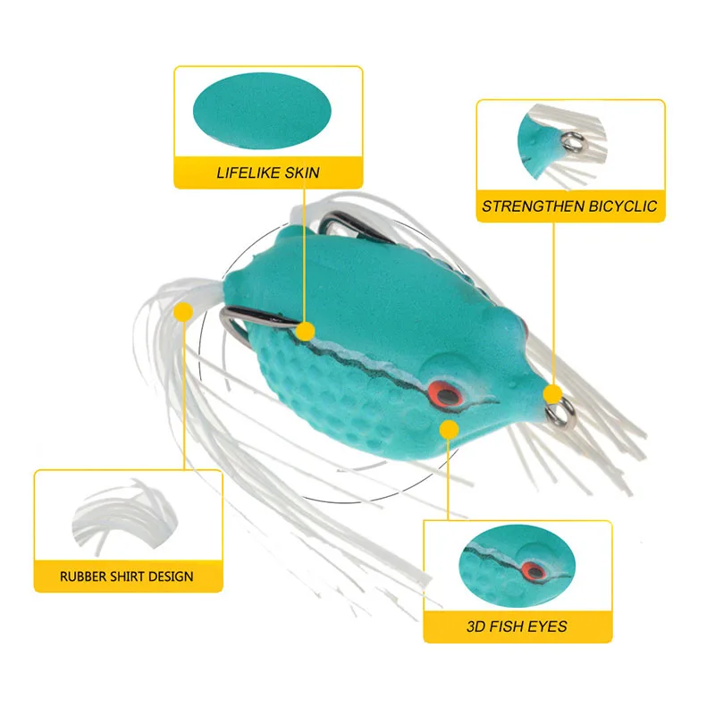 3D Eyes 6Colors 5cm/10g Artificial Wobbler Thunder Frog Bionic Bait Fishing Lures ABS Plastic Frog Soft Bait With Double Hook
3D Eyes 6Colors 5cm/10g Artificial Wobbler Thunder Frog Bionic Bait Fishing Lures ABS Plastic Frog Soft Bait With Double Hook