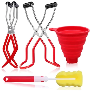 2Pcs Canning Jar Lifter Tongs and Silicone Collapsible Funnel , Anti-Slip Wide-Mouth Clip Jar Lifter with Sponge Brush
2Pcs Canning Jar Lifter Tongs and Silicone Collapsible Funnel , Anti-Slip Wide-Mouth Clip Jar Lifter with Sponge Brush