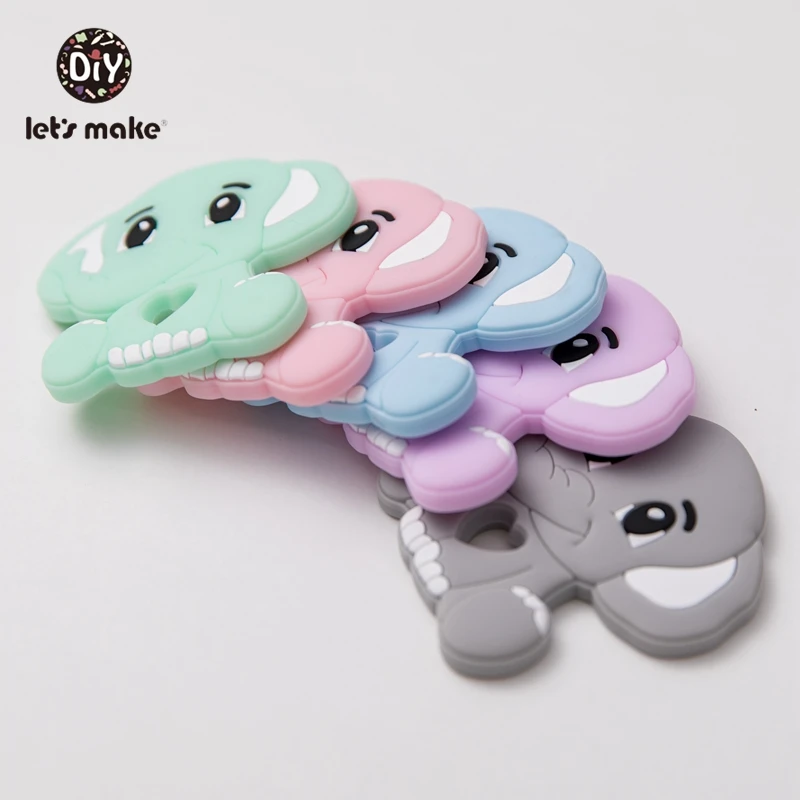 Let's Make 5pc/10pcs BPA Free Animal Silicone Teethers Elephant Baby Teething Product Food Grade Tiny Rod Shower Gifts Cartoon