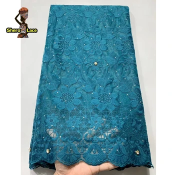 Aqua Color Embroidery African French Net Lace Fabric With Stones Nigerian Lace For Wedding Dress
Aqua Color Embroidery African French Net Lace Fabric With Stones Nigerian Lace For Wedding Dress
