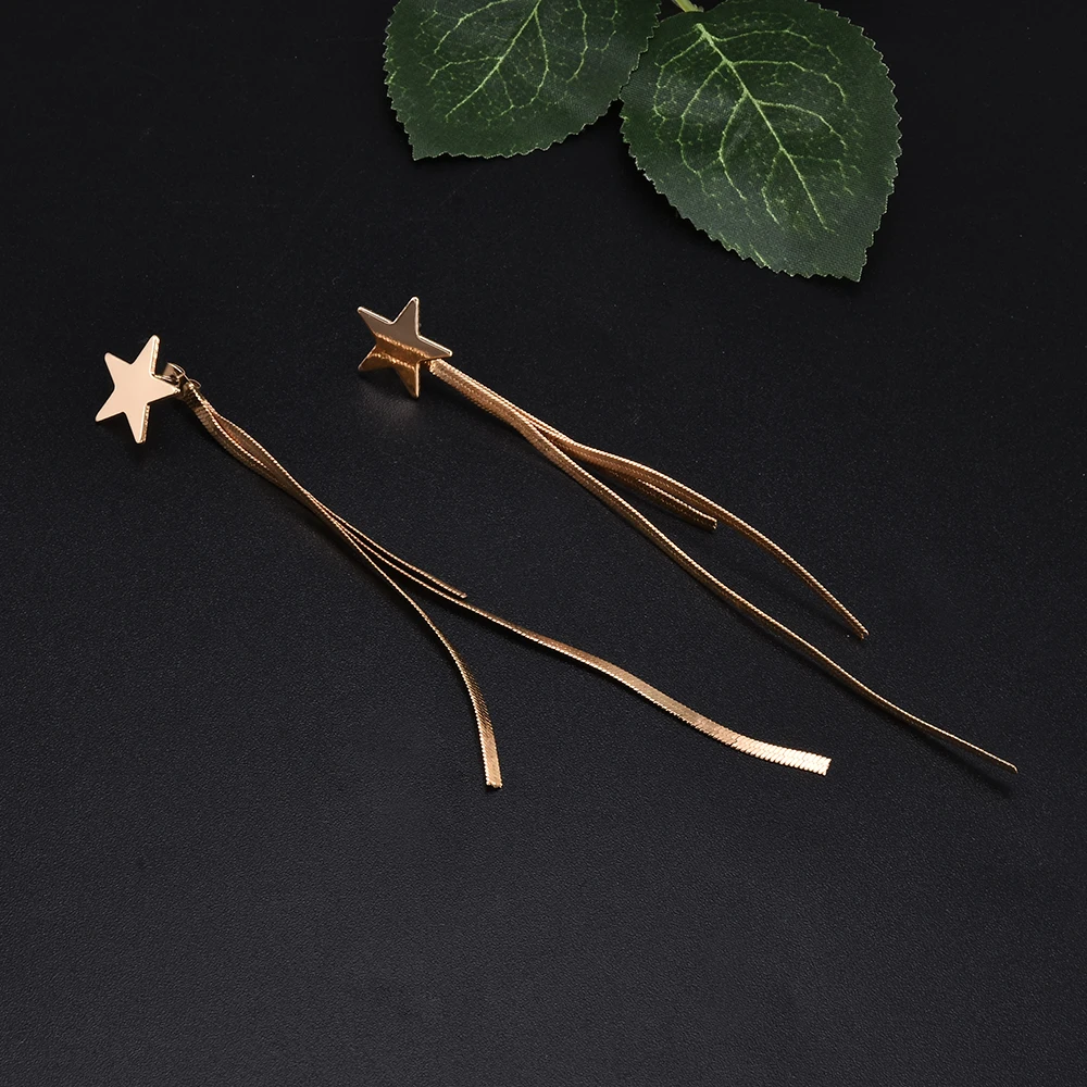 Fashion Simple Gold Color Star Chain Tassel Drop Dangle Earrings for Women Earring Personality Fashion boucle d'oreille pendient
Fashion Simple Gold Color Star Chain Tassel Drop Dangle Earrings for Women Earring Personality Fashion boucle d'oreille pendient