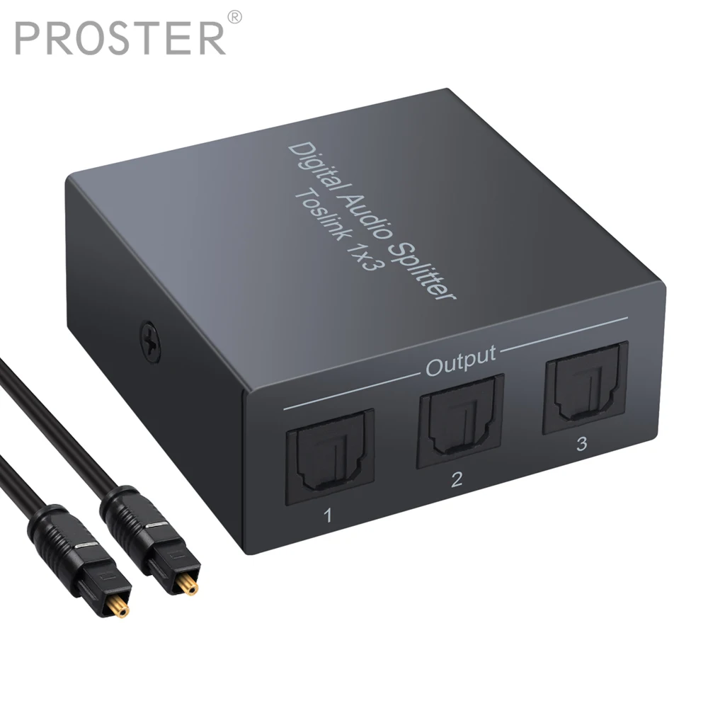 Proster 3 way Spdif Toslink Optical Digital Audio Splitter One input 3 Outputs Optical Splitter Support for LPCM2.0 DTS -AC3
Proster 3 way Spdif Toslink Optical Digital Audio Splitter One input 3 Outputs Optical Splitter Support for LPCM2.0 DTS -AC3