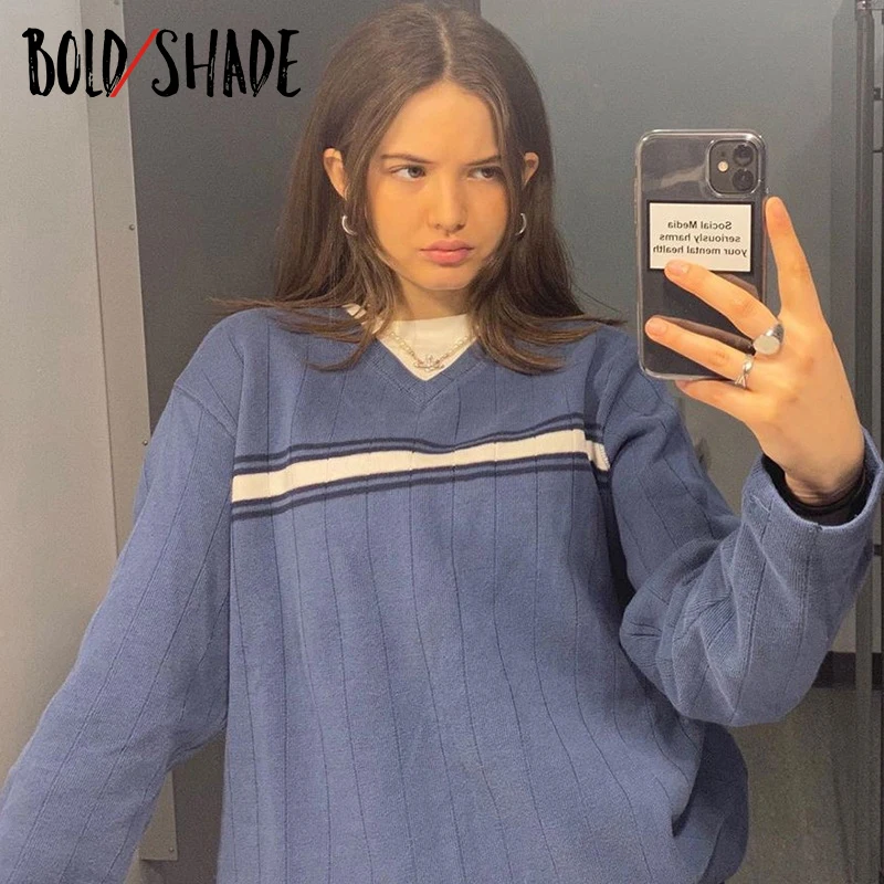 Bold Shade Knit Preppy Style Stripe For Women Sweaters V-neck Long Sleeve Oversize Jumper Harajuku Winter Warm Pullover Sweater
Bold Shade Knit Preppy Style Stripe For Women Sweaters V-neck Long Sleeve Oversize Jumper Harajuku Winter Warm Pullover Sweater