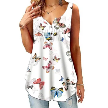 Ladies Butterfly Print T Shirts Casual Sleeveless Button Loose Plus Size Tops Beach Summer 2020 Women Floral Sundress Tee Shirt 
Ladies Butterfly Print T Shirts Casual Sleeveless Button Loose Plus Size Tops Beach Summer 2020 Women Floral Sundress Tee Shirt