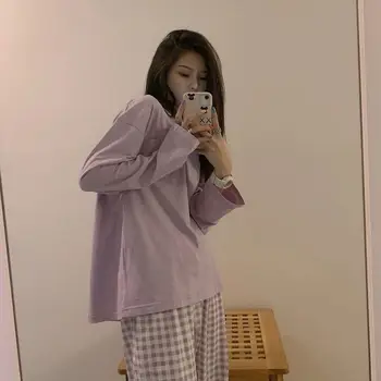 Home Clothes for Women Plaid Pants Sleepwear Set Autumn Pizama Damska Pyjamas Women Pair of Pajamas Two Piece Set Women Homewear
Home Clothes for Women Plaid Pants Sleepwear Set Autumn Pizama Damska Pyjamas Women Pair of Pajamas Two Piece Set Women Homewear