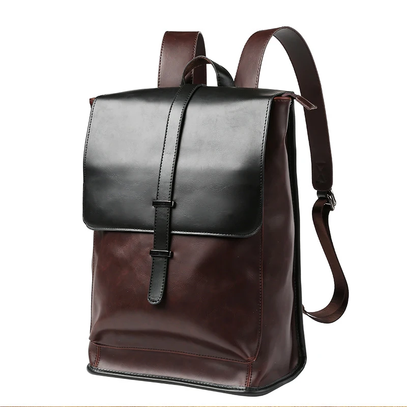 Aosbos Man Soft Leather Backpack Fashion Casual Shoulder Bag Backpacks High Capacity School Bags Men Solid Pack Mochila | Багаж и сумки