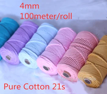 4mm Single Strand 21s Pure Cotton Cord Colorful Rope Twisted Craft Tapestry Macrame String DIY Wedding Home Textile Decorative
4mm Single Strand 21s Pure Cotton Cord Colorful Rope Twisted Craft Tapestry Macrame String DIY Wedding Home Textile Decorative