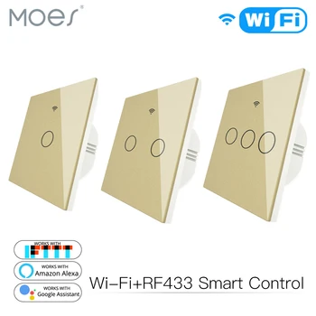 WiFi Smart Glass Panel Switch Tuya App Remote Control Work With Alexa Echo Google Home RF433 EU Type Gold Touch 1/2/3 Gang
WiFi Smart Glass Panel Switch Tuya App Remote Control Work With Alexa Echo Google Home RF433 EU Type Gold Touch 1/2/3 Gang