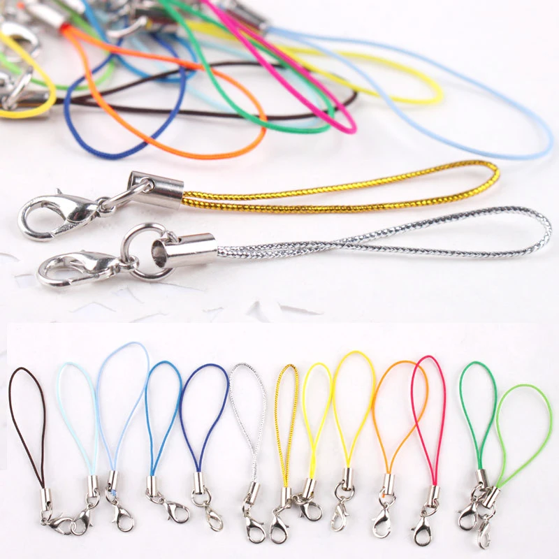 50pcs/lot Multicolor Lobster Clasp Phone Chain Lanyard Charm Nylon Key Ring Chains For DIY Jewelry Making Components Fingdings 
50pcs/lot Multicolor Lobster Clasp Phone Chain Lanyard Charm Nylon Key Ring Chains For DIY Jewelry Making Components Fingdings