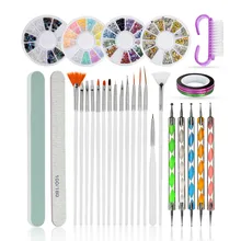 Kit de décoration de poudre de paillettes d'ongle faux ongles imbibent l'ensemble d'outils de manucure perceuse à ongles électrique pour brosse d'art d'ongle Semi permanent(China)