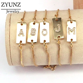 10PCS, Metal Chain Bracelet Jewelry New Design Gold Color Micro Pave CZ Initial Letter Bar Bracelet For Femme Fashion Jewelry
10PCS, Metal Chain Bracelet Jewelry New Design Gold Color Micro Pave CZ Initial Letter Bar Bracelet For Femme Fashion Jewelry