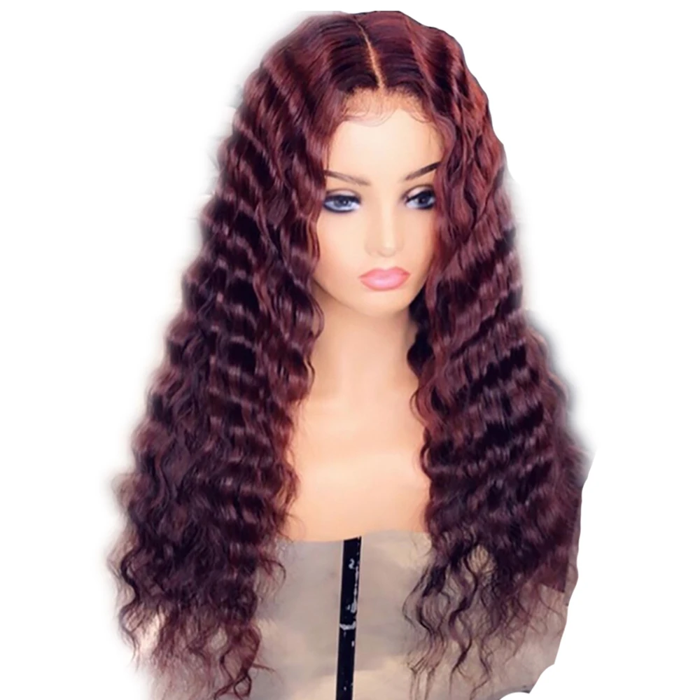 

Eversilky 13x6 1b Yellow Lace Front Human Hair Wigs Pre Plucked With Baby Hair Remy 99j Burgundy Color Long Ombre Deep Wave Wig