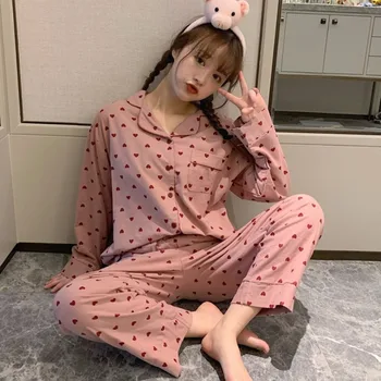 XIFER 2020 Autumn and Winter Matte Love Pajamas for Women Korean Loose Suit Cute Student Sweet Home Wear pajama set
XIFER 2020 Autumn and Winter Matte Love Pajamas for Women Korean Loose Suit Cute Student Sweet Home Wear pajama set