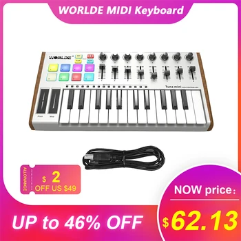 WORLDE TUNA 25-Key MIDI Controller MINI Ultra-Portable USB MIDI Keyboard Controller 8 RGB Backlit Trigger Pads with 6.35mm Jack
WORLDE TUNA 25-Key MIDI Controller MINI Ultra-Portable USB MIDI Keyboard Controller 8 RGB Backlit Trigger Pads with 6.35mm Jack