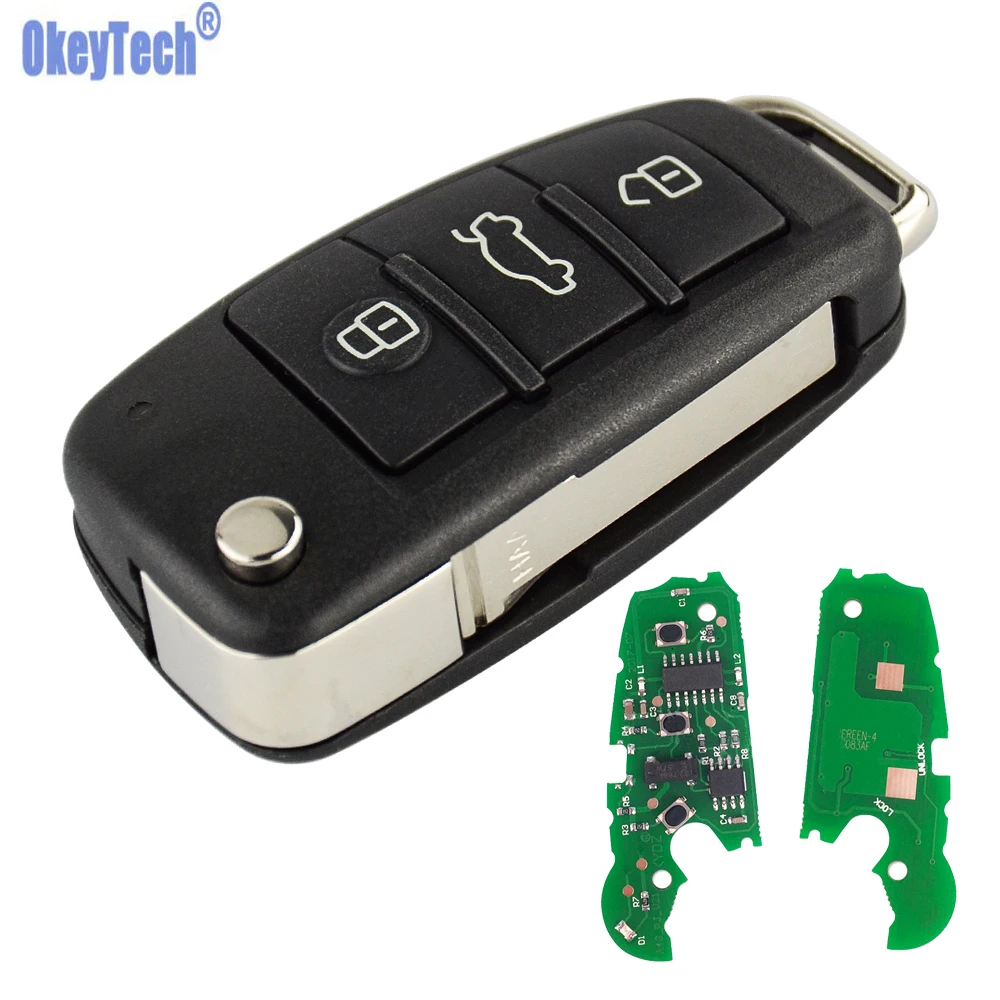 OkeyTech Folding Flip Remote Car Key For Audi A2 A3 A4 A6 A6L A8 Q7 TT 433mHz 48/8E Chip Uncut Blade Keyless Entry 3 Buttons
OkeyTech Folding Flip Remote Car Key For Audi A2 A3 A4 A6 A6L A8 Q7 TT 433mHz 48/8E Chip Uncut Blade Keyless Entry 3 Buttons