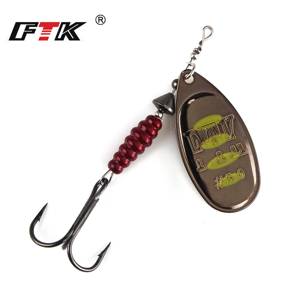 

FTK Spinner Bait Willow 8.4g12.5g14.7g Copper Size 3#-5# With 35647-BR Treble Hook 2#-1/0# Fishing Lure