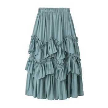 Women High Waist Cake Skirt Spring New Women's Sweet Solid Color Midi Skirts Preppy Style Black White Blue Ruffle A-Line Skirts
Women High Waist Cake Skirt Spring New Women's Sweet Solid Color Midi Skirts Preppy Style Black White Blue Ruffle A-Line Skirts