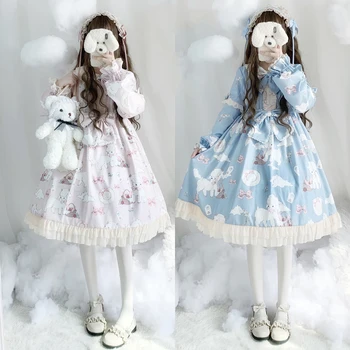 Japanese Spring Autumn New Cute Sheep Print Bowknot Dress Teen Girls Student OP Long sleeve Lolita Ruffle Dress College style
Japanese Spring Autumn New Cute Sheep Print Bowknot Dress Teen Girls Student OP Long sleeve Lolita Ruffle Dress College style